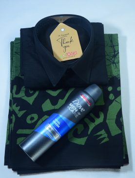 DARK GREEN BATHIK SARONG, SHIRT AND BODY SPRAY
